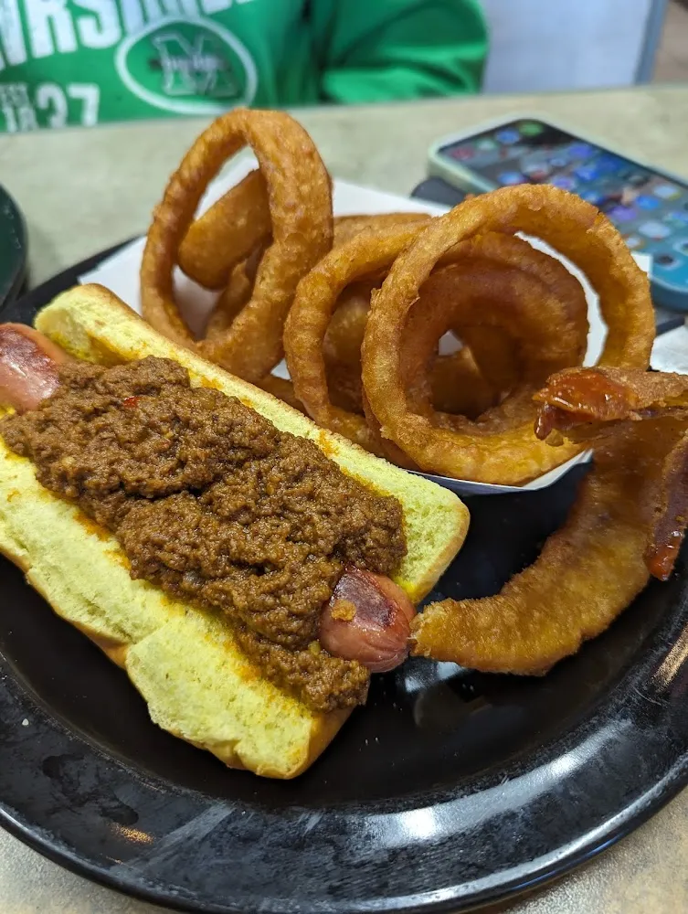 Hot Dog with Onion Rings